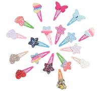 Generic 18pcs Candy Color Hair Clips for Star and Heart Shaped Cloth Barrettes Easy to Put and Remove Does Not Damage Hair for Birthday and New Year Random Color