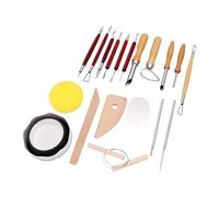 Generic 19 Pcs Pottery Tools Kit Durable for Ceramic Sculpting and Carving with Wooden Handles Stainless Steel for Beginners and Professionals