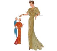 Generic 1930's Sewing Pattern: Elegant Evening Dress & Shawl - Size L, Black and White