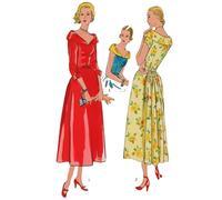 Generic 1940's Sewing Pattern: Elegant Rolled Collar Dress - Size 14, Color Black