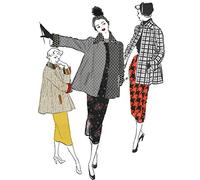 Generic 1950s Pattern Women's Swing Jacket Pattern - Size: 36” (92cm) - Color: Black and White