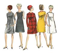 Generic 1960s Pattern, A-Line Mod Dress - Bust 36" (91.5cm), Size S, Multicolored