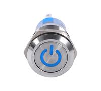 Generic 19mm Stainless Steel Latching Push Button Switch with LED Indicator for Machinery and Control Panels (blue)