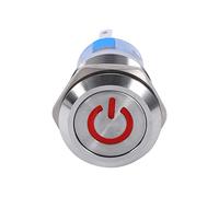 Generic 19mm Stainless Steel Latching Push Button Switch with LED Indicator for Machinery and Control Panels (red)
