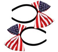 Generic 1set American Flag Headband Red Party Decorations Hair Bow Memorial Day Hair Accessories Custom Flag Bands Bandana Pride Flags Happy Streamers Birthday Banner Flag Garland 2pcs