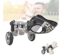 Generic 2/4-Wheels Dog Wheelchair for Back Legs, Adjustable Lightweight Dog Carts with Back Limb Walking Mobility Aids, Disabled Doggie Assisted Walker for Doggy Leg Brace and Hip Support(Black(a),XS)