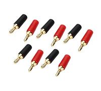 Generic 2.5mm Brass Gold Plated Soldering Banana Plug Connectors Red and Black 5 Sets for Speaker Panel Socket, 10A Voltage Current for Home Audio System