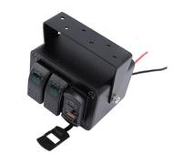 Generic 2 Gang Pre Wired Rocker Switch Box with PD Type C QC3.0 USB Port for Marine Boat Yacht, Weatherproof Aluminum Alloy Switch Box for Campers Buses (Green Light)