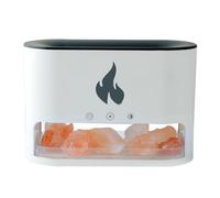 Generic 2-in-1 Flame Oil Diffuser & Humidifier, 250ml USB, High Mountain Salt Lamp, 4 Color Lighting, 7 Gradient Color Quiet Flame, White