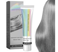 Generic 2-in-1 Natural Essence Extract Silver Hair Dye Cream, Permanent, Suitable for All Hair Types, Silver