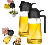 Generic 2 In 1 Oil Dispenser and Oil Sprayer,Oil Dispenser Bottle Spray and Pour,Oil Spray Bottle with Pour Nozzle,Food Grade Spray Bottle for Oil,Oil Sprayer for Cooking (400ml*2,Black)