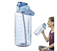 Generic 2 Litre Bottle with Straw, Large Sports Bottle with Straw and Time Marking Motivational Water Bottle for Gym and Outdoor Sports, Leak-proof BPA-free Plastic Bottle