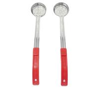 Generic 2 Pack - 2 oz. Slotted Portion Control Scoops, Spoodles - Red Handle Perforated Food Serving Spoon, Small, Silver, MCP02EP