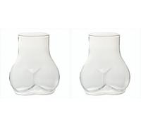 Generic 2 Pack Borosilicate Glass Butt Shaped Coffee Mug, 450 ml, Unique Shape, Novelty, Clear, Heat/Cold Resistant, Dishwasher Safe
