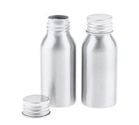 Generic 2-pack of Aluminum Water Bottles, Dispenser Bottles, Empty Bottles, Pump Bottles, Made of Rustproof Aluminum with A Wide Opening for Easy Refilling, Silver, 50ml