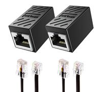 Generic 2 Pack RJ45 to RJ11 Adapter Set, 0.5m Black Cables, Compatible with ADSL Modem, Analog Phone, Fax Machine