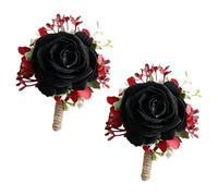 Generic 2 Pcs Black Rose Boutonniere, 3.9 In Flannelette Lapel Pin Set For Men, Wedding Flowers With Hemp Rope, Handmade, Elegant Prom Decor, Men'S Suit Corsage