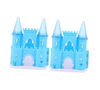 Generic 2 Pcs Castle Little House House Villa Castle Model Villa Castle Shape Adornment Doll House Accessories Small House Accessories Small House Decor Abs Blue