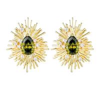 Generic 2 Pcs Gold Tone Earrings For Women, Koala Z Green Zircon Studs, Lightweight Fashion Jewelry, Unique Eye-Catching Design