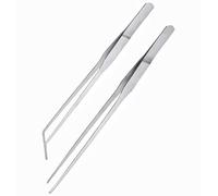 Generic 2 Pcs Long Stainless Steel Tweezers 10.6 Inch Aquarium Tweezers Straight/Curved with Precision Serrated Tip for Aquascaping, Garden, Cooking, Industrial & Laboratory Use