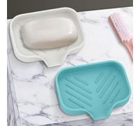Generic 2 Pcs Silicone Soap Dish, Self Draining Soap Saver, Waterfall Drainer, White & Teal