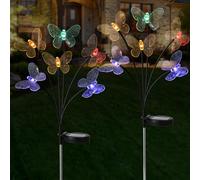 Generic 2 Pcs Solar Butterfly Lights, Colorful Glowing Butterfly Swaying Garden Lights with Stakes, Waterproof Outdoor Solar Lights for Yard Garden Pathway, Festival Garden Decors