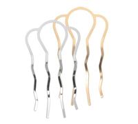 Generic 2 Pcs Zinc Alloy Hair Fork Combs Four-tooth U Shape Hair Pins Vintage Style for Women Secure Updo Bun Holder Elegant