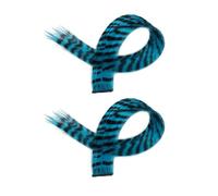 Generic 2 Pieces Colored Hair Extensions Clip-in Hairpieces Synthetic Highlights Hair Accessories with Elastic Attachment for Various Hairstyles for H, blue