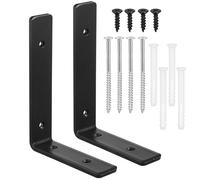 Generic 2 Pieces L-Shaped Wall Brackets 145mm X 30mm X 5mm Cold Rolled Steel Corner Shelf Support Heavy Duty Angle Brackets for Wood Shelves and Headboard Mounting