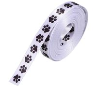 Generic 2 Rolls 1cm Wide Black Dog Paw Print Ribbon Polyester Craft Ribbon for Wrapping and DIY Pet Decor 4.5 Meters Each Roll for Presents and Scrapbooking