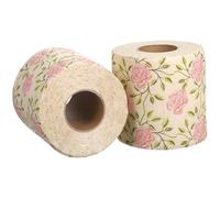 Generic 2 Rolls Rose Toilet Paper Rolls Floral Printed Bamboo Pulp Tissue with Vivid Patterns and Fade Resistant Design, Creative Stylish Bathroom and Travel Essential