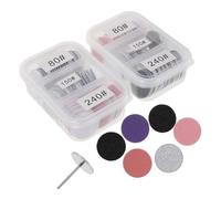 Generic 2 Set Nail Tool Kit with Sandpaper Discs for Drill Foot File Replacement Pads in Grits Nail Supplies and Foot Grinding Compact Three-Compartment Storage Box