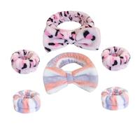 Generic 2 Sets Bow Face Wash Headbands and Wristbands for Women, Soft Cloth Material, Creative Adorable Design, for Shower and Applying Facial Mask, Prevent Water from Flowing down Arms