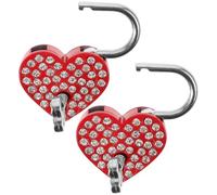 Generic 2 Sets Rust Resistant Heart-Shaped Padlock Alloy Small Padlock with Key for Luggage and Outdoor Romantic Journey, Love Lock for Couples and Travel Security