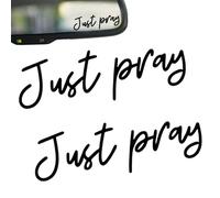 Generic 2 x Just Pray Rearview Mirror Decals, Blue Religious Stickers, Vinyl, Rectangular, Outdoor, Decal