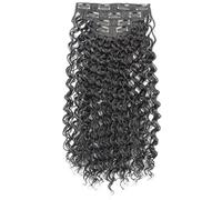 Generic 20 Inch Curly Clip-in Extensions for Hair, Reusable and Detachable, High-Temperature Fiber, Secure Multi-Clip Design, Dark Brown, Natural Look and Feel, Four Piece Set