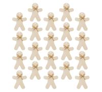 Generic 20 Sets Unfinished Wood Slices Xmas Wooden Chips Gingerbread Man Shape Classic Style with Holes and Hemp Rope for DIY Christmas Theme Parties