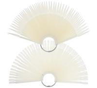 Generic 200 Pcs Nail Practice False Tips Fan-shaped Nail Display Sticks Easy Application and Organization for Beginners in Gel Manicures with Metal Rings