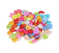 Generic 200Pcs Heart Shaped Buttons Colorful Stylish Sewing Decoration for DIY Craft, 200 X Decorative Buttons for Sewing, Crafting, Scrapbooking, Household Use