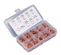 Generic 200Pcs Red Copper Oil Drain Plug Gasket Heat Treated Washer Kit for M5-14, Strong Sealing for Daily Maintenance, Electrical and Thermal Conductivity, for Oil Sump Screw Plug