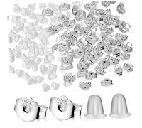 Generic 200Pcs Transparent Butterfly Earring Backs with Sterling Silver Clasps Lightweight Hypoallergenic Ear Safety Stoppers for Pierced Ears Jewelry Making Replacement