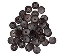 Generic 200PCS Wooden Buttons, Vintage Dark Coffee 25mm Buttons, 4 Holes Shank with Sewing Design, Ideal for Crafts Clothing Decoration DIY Knitting Projects