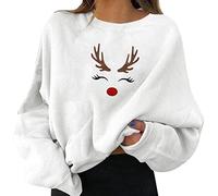 Generic 2025 Christmas Women's Holiday Party Jumper, Funny Graphic Print, Crew Neck, Long Sleeve, Sweatshirts, Gifts, Shirt Tops Crop Top Teen Girls, White, XXL