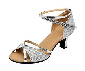 Generic+2026 Shoes Shoes Women's Dance Prom Latin Party Dance Square Women's Middle Heels, silver, 8.5 UK
