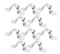 Generic 20MM Pipe Strap Clamp 20pcs Set, 304 Stainless Steel U Bracket 2 Hole Tube Strap, Durable U-Tube Clamp Holder Brackets Saddle Clip for Securing Pipes in Home and Industrial Use