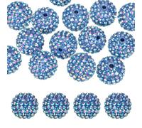 Generic 20mm Resin Rhinestone Beads for Beadable Pen, 10 Pack Ball Disco Sparkly Chunk Round Bubblegum Beads for Beadable Keychain Jewelry Making DIY Craft, Dark Blue AB