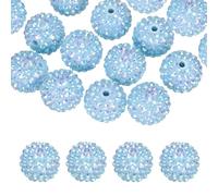 Generic 20mm Resin Rhinestone Beads for Beadable Pen, 10 Pack Ball Disco Sparkly Chunk Round Bubblegum Beads for Beadable Keychain Jewelry Making DIY Craft, Blue AB