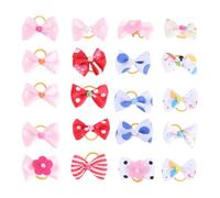 Generic 20pcs Adjustable Dog Hair Bows with Rubber Bands for Dogs and Cats, Sturdy Nylon and Canvas Pet Hair Accessories, Fashion Bowknot and Adult Pets, for Decorating Color