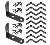 Generic 20pcs Black Iron L-Shaped Corner Brackets with Precut Holes Heavy Duty Right Angle Braces for Chairs and Bookshelves, Enhanced Load Bearing Strength for Homes and Offices