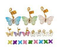 Generic 20pcs Dreadlock Butterfly Pendant Clips for Hair Of The Lid Hair Barrettes Hair Toppers Hair Clips Hair Charms for Braids Boho Braid Hair Pendants Hair Beads Jewelry Metal